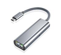 USB-C Gigabit Ethernet Adapter with Charging Port,Thunderbolt 3 to RJ45 Network Socket with Type-C PD 60W Power Delivery for Chromecast Google TV,iPhone 15 16,MacBook,iPad Pro,Air 4 5,Dell,Chromebook