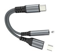 USB-C Headphone Adapter Jack Aux 3.5mm Type-C Audio Charger Splitter Cable for iPhone 17 16 15 Pro Max for Apple for iPad Compatible with Samsung S25 S24 Ultra DAC Stereo Microphone Connector Mini Car
