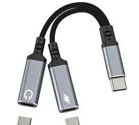 USB C Headphone Adapter Splitter Type C Charger AUX Audio Cable Jack Earphone for iPad Adaptor Dongle Dual Port Converter for iPhone 17 16 Pro Max for Apple Compatible with Samsung Fast Charging DAC