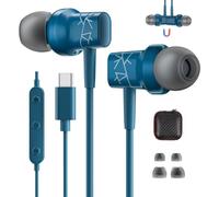USB C Headphone for iPad 10th Generation USB Type-C Earbuds for iPad Air 5th Generation iPad Pro 11 Inch Noise Canceling Wired Earphones with Mic Volume Control Stereo Headset for iPad Air 4 Lake Blue
