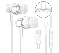 USB C Headphone for Samsung S25 S24 S23 S22 Ultra FE A55 A54 Wired Earbuds In Ear Type C Earphone with Mic Volume Control Stereo Magnetic Noise Canceling for iPhone 16 15 Plus 17 Air Pro Max Pixel 9 8