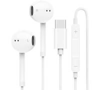 USB C Headphone, In-Ear Type C Earbuds Wired Earphones with Microphone Volume Control HiFi Stereo Noise reduction mic Compatible with Samsung Galaxy A53 A33 S23,S22 All USB C Devices (White)