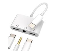 USB C Headphone Jack Adapter 3.5 Earphones 3-in-1 for Apple iPhone15 Pro Max Plus for iPad Pro Air Compatible with Samsung 3.5 Type C Aux Cable Splitter Type-c Port Charger Fast Charging