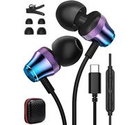 USB C Headphone Type C Earbuds Wired Earphone for iPhone 15 Pro Max Samsung S24 Ultra S23 FE A53 A54 A55 A35 S22 S21 S20 Pixel 6a 6 7 7a 8 Noise Canceling HiFi Stereo Corded in-Ear Headset Purple Blue