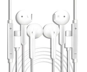 USB C Headphones, 2 Pcs USBC Headphones Wired Earphones Type C In Ear Earbuds With Mic & Volume Control for iPhone 15/16 Plus iPad Samsung Galaxy S25 S24 S23 S22 S21 FE iPad Pro Huawei Google Pixel