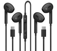 USB C Headphones For Blackview WAVE 9C / 6C / 8C / A52 Pro / Color 8 / Shark 8 9 / BV4800 SE / BV6200 / BV5300 / BV9300 (Pro/Plus), Wired Type C Earphones with Mic & Volume Control (2PACK MF-202B)