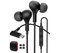 USB C Headphones for Google Pixel 10a 9a 8 Right Angle in-Ear Magnetic HiFi Wired Earbud Type C Earphone with Mic for iPhone 17 16e 15 Air for Samsung S26 Ultra A16 A17 A56 S25 for Redmi Note 15 Black
