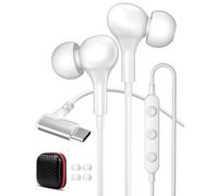 USB C Headphones for Google Pixel 9a 10a 8 Right Angle in-Ear Magnetic HiFi Wired Earbud Type C Earphone with Mic for iPhone 17 16e 15 Air for Samsung A16 A17 S26 for Honor 400 for Redmi Note 15 White
