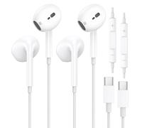 USB C Headphones for iPhone 17 16 15, 2 Pack Wired USB C Earphones with Built-in Microphon Volume Control HiFi Stereo In-Ear Plug in Headset Compatible with iPhone 15 16 17 Pro Max Plus/Galaxy S25 S24
