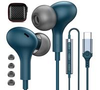 USB C Headphones for iPhone 17/16/15 Samsung S25/S24 Wired Earbuds with Microphone for Galaxy S23 S22 S21 S20 FE Magnetic Noise Canceling in-Ear Type C Earphones for iPad 10th/Pixel 9 8 7a, Lake-Blue