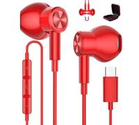 USB C Headphones for iPhone 17 16e 15 Air, Magnetic HiFi in-Ear Headset Wired Earbuds Type C Earphone with Mic for Samsung A16 A17 A56 S25 S24 Pixel 9a 10 8a 7 Honor 400 200 Lite Oneplus 15 Mi 15T Red