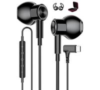 USB C Headphones for iPhone 17 16e 15 Air, Right Angle Magnetic HiFi in-Ear Headset Wired Earbud Type C Earphone with Mic for Samsung A16 A17 S26 for Pixel 9a 10a for Honor 400 for Redmi Note 15 Black