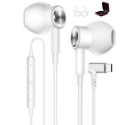 USB C Headphones for iPhone 17 16e 15 Air, Right Angle Magnetic HiFi in-Ear Headset Wired Earbuds Type C Earphone with Mic for Samsung A16 A17 A56 S25 S24 Pixel 9a 10 8 Honor 400 Lite Oneplus 15 White