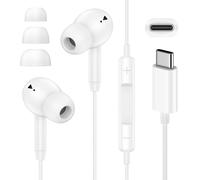 USB C Headphones for iPhone 17, Type C Earbuds with Microphone Noise Cancelling Wired Earphone USB C for iPhone 16 Pro Max iPad Pro Galaxy A17 S25 Ultra Wired Ear Buds in Ear TypeC Plug, White