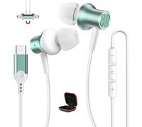 USB C Headphones for Redmi Note 15 Wired Earbuds Type C Earphone Magnetic Noise Canceling in-Ear Headset with Mic for iPhone 17 16e 15 Air for Samsung A16 A17 A56 A36 S25 S24 S23 for Pixel 9a 10 Cyan