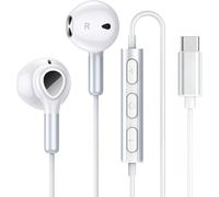 USB C Headphones for Sam-sung, In Ear Type C Wired Earphones with Mic & Volume Control, Hi-Fi Stereo Wired Earbuds for Sam-sung S23 S22 S21, I-phone & More (White)