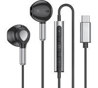 USB C Headphones for Sam-sung, USB C In-Ear Wired Earphones with Mic & Volume Control|HiFi Stereo USB Type C Headphones Compatible with i-phone 16,15 pro max & for Sam-suing S24/S23/S22 (Black)