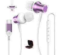 USB C Headphones for Samsung A16 A17 A56 A36 S25 S24 S23 S22 S21 Wired Earbuds Type C Earphones Magnetic Noise Canceling in-Ear Headset with Mic for iPhone 16e 15 Pixel 9 8 for OnePlus 13 Mi 15 Purple
