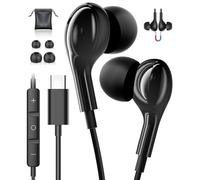 USB C Headphones for Samsung Galaxy S24 S25 Ultra iPhone 17 USB C Earphones Wired Earbuds Type C Headphones with Mic HiFi Type C Earphones for iPhone 16 15 Pro Samsung S23 S24 FE A55 A56 A16 iPad 10th