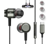 USB C Headphones for Samsung Galaxy S25 S24 S23 FE S22 S21 A53, Wired Earbuds in-Ear Type C Earphones with Microphone Magnetic Volume Control Bass Stereo Noise Isolating for iPhone 16 Pro Max Pixel