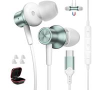 USB C Headphones Magnetic for Google Pixel 10a 9Pro 9a 8a 7a POCO X7 Pro | In Ear USB C Earphones Wired Type C Headphones with Mic for iPhone 17 18 Pro Max Galaxy S26 S25 Ultra A57 A16 A17 S24 Green