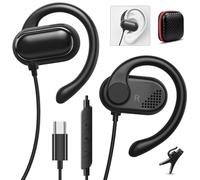 USB C Headphones Over-Ear Buds Hooks Microphone for Sport Running &Volume Control, Fit Small Ears Type C Wired Earbuds for iPhone 17 16e 16 15 iPad Pro Samsung Fold6 Galaxy S25 S24 Oneplus 12 Pixel 8