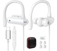 USB C Headphones Over Ear Hook Sport Wired Earbuds Kids with Loop Mic for Samsung A16 Galaxy Z Flip S25 FE S24 Ultra S23, Open Ear Type C Earphones Running Headset for iPhone 17 Pro Max 16 16e 15 Plus