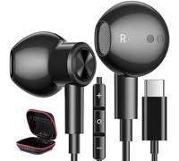 USB C Headphones, Type C Earphones for Samsung Galaxy S20 S21 S22 S23 S24 FE Ultra Apple iPhone 15 Pro Max iPad Magnetic Wired Earbuds Microphone for Android Google Pixel 8 8A 7 7A 6A 6 OnePlus Black