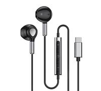 USB C Headphones, Type-C Earphones in-Ear Wired Headphone with Mic And Volume Control, HiFi Stereo Noise Cancelling Earbuds compatible with i-phone15 pro max Sam-sung S24/S23 and More (BLACK)