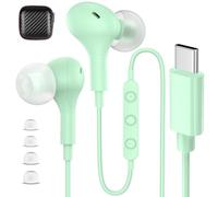 USB C Headphones Wired Earbuds for iPhone 17 16 Pro Max 15 for Samsung S26 S25 Ultra S24 S23 Wired Headphones,Corded USB Type C Earphones with Microphone& Remote for iPad 10 11th Pixel 10a 9 9a,Green