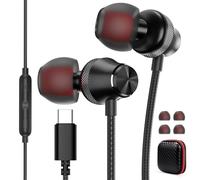USB C Headphones Wired Earbuds for Samsung S25 Ultra S24 S23 FE A56 A36 iPhone 16 Earphones Wired,Type C Headphones Small Ear Buds with Microphone for iPad Pro iPad A16 10th Generation Android Black