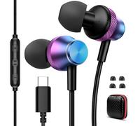 USB C Headphones Wired Earbuds for Samsung S25 Ultra S24 S23 FE A56 A36 iPhone 16 Earphones Wired,Type C Headphones Small Ear Buds with Microphone for iPad Pro iPad A16 10th Generation Android Purple
