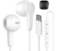 USB C Headphones Wired Earbuds with Mic & Volume Control for iPhone 17 Air/16e/15 Pro Max/iPad 10, Magnetic Type C Earphones HiFi Stereo in-Ear Headset for Samsung S26 S25 A16/Pixel 9 8/Android, White