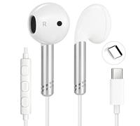 USB C Headphones Wired Earphones for iPhone, Comfort Type C In Ear Earbuds | yobola Ear Buds for Samsung Galaxy Huawei Phones Tablets Laptops Sports School, Call/Volume/Music Control, HiFi Stereo, White