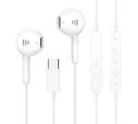 USB-C Headphones Wired In-Ear Earphones with Mic&Volume Control,Hi-Fi Stereo Noise-Reducing Type-C Earbuds for iPhone 16/15/15 Pro/Pro Max,i-Pad Pro,S-amsung Galaxy S24/S23/S22/S21/Ultra,Pixel 7-White