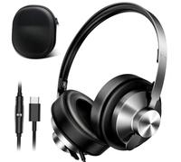 USB C Headphones Wired Over-Ear Headphone with Microphone (Silver)