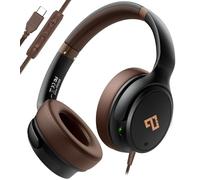 USB C Headphones Wired Over Ear Headphones Type C Wired with 28dB ANC, Foldable Headphone for Boys/Girls/Men/Women/School/Travel/iPhone 16/15, Samsung Galaxy S25/S24, Google Pixel 9, Brown