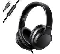 USB C Headphones Wired - Over Ear USB-C/Type C Wired Headphones with Microphone, Volume Control, HD Stereo Sound - Foldable & Lightweight Black Headset for iPhone 15-16/Samsung/Type-C Laptop/Tablet