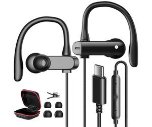 USB C Headphones with Headband for iPhone 17 16 15 5G, In Ear Earphones Type C with Microphone Cable Earphone for Galaxy A55 A35 A54 A34 Samsung S25 Pixel 10 Pro 9a Xiaomi POCO X7 for Fitness, Running