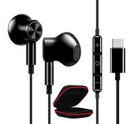 USB C Headphones with Mic for iPhone Air 17 16e 15 USB C Earphones USB Type C Headphone In Ear Earbuds Wired for Samsung A17 A16 A36 A56 S25 S24 S23 S22 S21 Pixel 10 9a 8a One Plus 13 Mi 15 14T Black