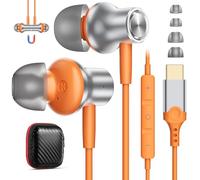 USB C Headphones with Microphone for iPhone 17 Pro Max 16e 15 Plus, USB Type-C in-Ear Earbuds Noise Isolation HiFi Stereo Wired Earphone Volume Controls for Samsung S25 Google 9 Oneplus 13