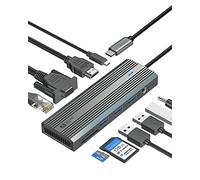 USB-C Hub, 10-in-1 MultiPort Docking Station, USB-C to HDMI Adapter, USB-C Hub Ethernet, 100W PD, 3 USB-A USB 3.0 for MacBook, Steam Deck, iPad, Surface Pro, Chromebook (Grey)