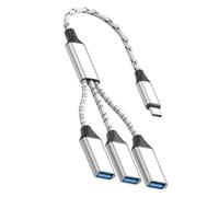 USB C Hub 3 Port Adapters Connects Keyboards U Disk Charging Fast Transmission Braided Cord For PC Tablet Phone USB C Data Transfer Hub With Braided Cable