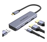 USB C Hub 4-in-1 with 2×4K HDMI, 100W PD, USB-A Port, Multiport & Splitter for Dual Monitors, Compatible with MacBook, Dell, HP, Lenovo
