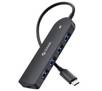 USB C Hub 4 Port USB 3.0 - QUUGE Ultra Slim Data Hub with 5 Gbps, USB-C Splitter for MacBook Pro, Dell XPS, Surface, HP Spectre - No Charging, Black