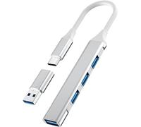 USB C Hub, 4 Ports Mini USB Dongle with USB C to USB Adapter,USBC Multiport Expander for Laptop(3 USB2.0,1 USB3.0),Ultra Slim Portable Data Hub for MacBook Pro/Air,iMac,Surface Pro,XPS,PC(Silver)