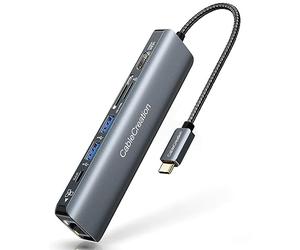 USB C Hub 4K 60Hz, CableCreation 7-in-1 USB-C Hub Multiport Adapter with HDMI, 1000M Ethernet, 2 USB 3.0 Ports, 100W PD and SD/TF Cards Reader, for MacBook Pro/Air 2020/2019, iPad Pro, XPS