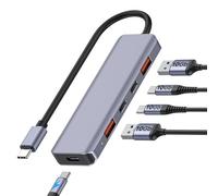 USB C HUB, 5 in 1 10Gbps HUB, Type-C 3.2 & USB-A 3.2, 100W Power Delivery for MacBook Pro/Air, iPad Pro, Thinkpad Rog Ally and More.(2 USB A&2 USB C 10Gbps)