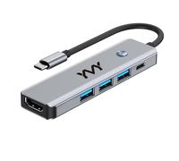 USB C Hub 5 in 1, 4K60Hz HDMI Multiport Adapter with Turn off Screen Switch, 5Gbps USB 3.0, PD 100W for MacBook Air/Pro, Pad, HP, Dell, Surface Book (5 in 1 Hub with Switch 4K60Hz)