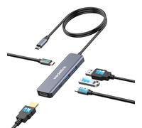 USB C Hub 5-in-1 Docking Station Portable HDMI 4K 30Hz with 100W PD Fast Charging, USB-C & USB-A 10Gbps, Travel-Friendly for Dell HP MacBook Air/Pro, iPad, Surface, Samsung Galaxy